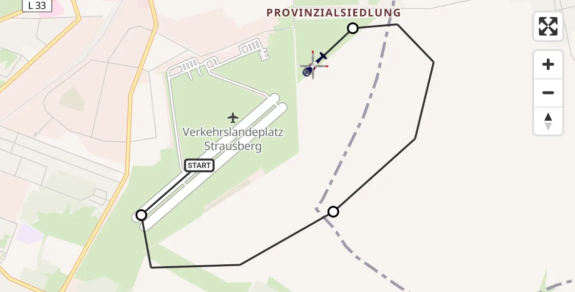 Flugroute Polizeihubschrauber Strausberg Flugplatz - Strausberg, 23 Juni 2026, 10:58