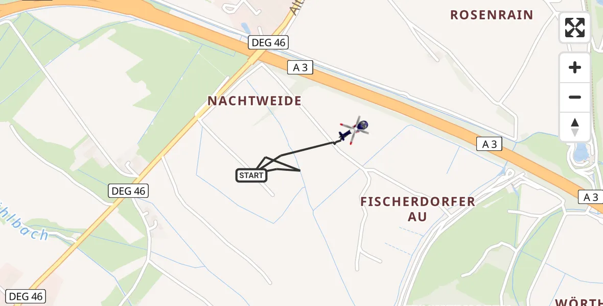 Flugroute Polizeihubschrauber Deggendorf - Deggendorf, 23 Juni 2026, 11:08