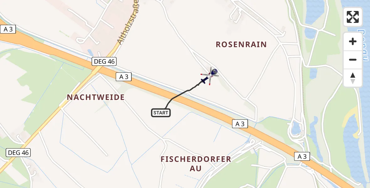 Flugroute Polizeihubschrauber Deggendorf - Deggendorf, 23 Juni 2026, 11:18
