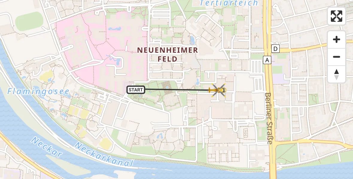 Flugroute Rettungshubschrauber Heidelberg - Heidelberg, 23 Juni 2026, 11:23