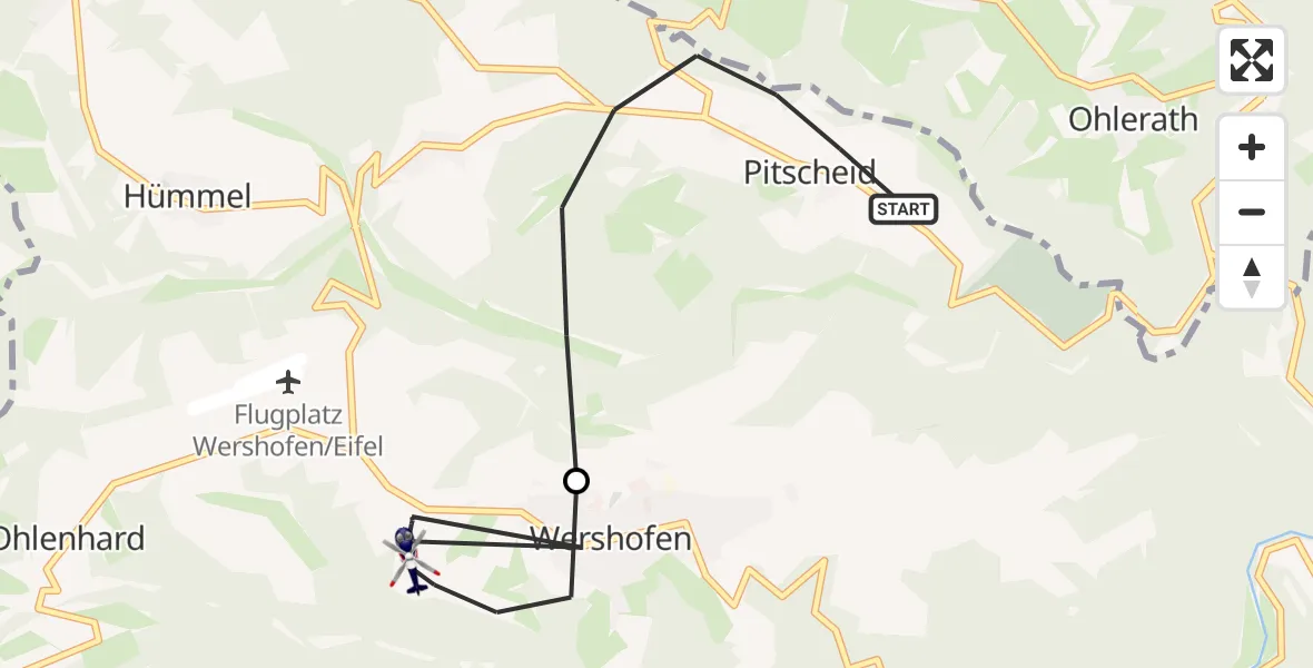 Flugroute Polizeihubschrauber Hümmel - Wershofen, 23 Juni 2026, 11:24