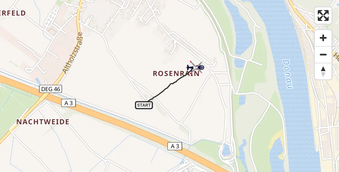 Flugroute Polizeihubschrauber Deggendorf - Deggendorf, 23 Juni 2026, 11:24