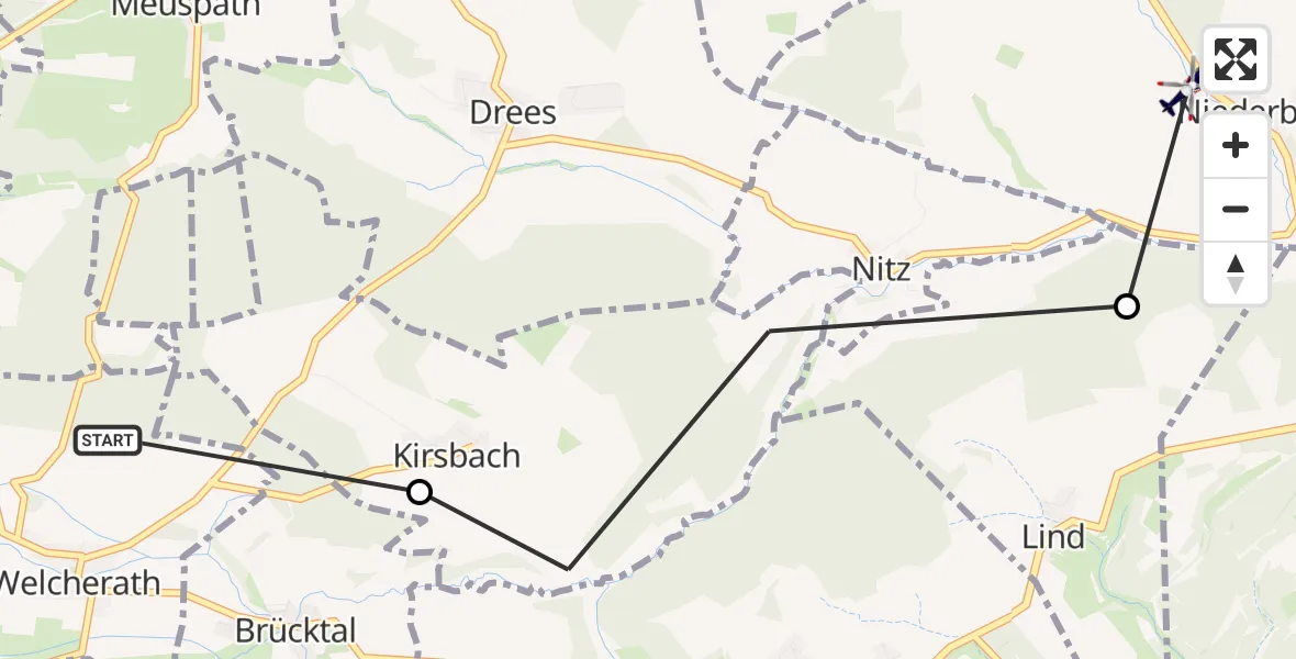 Flugroute Polizeihubschrauber Welcherath - Baar, 23 Juni 2026, 11:24