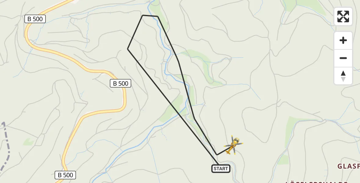 Flugroute Rettungshubschrauber Baden-Baden - Baden-Baden, 23 Juni 2026, 11:28
