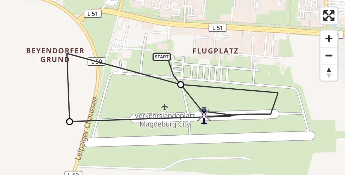 Flugroute Polizeihubschrauber Magdeburg City Flugplatz - Magdeburg City Flugplatz, 23 Juni 2026, 11:33