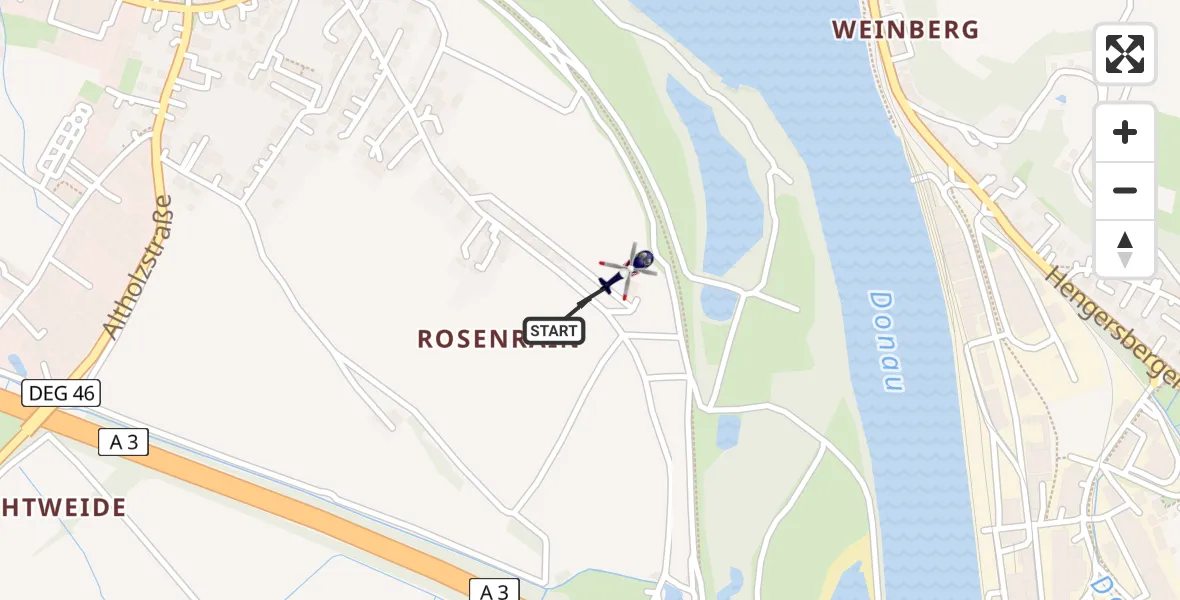 Flugroute Polizeihubschrauber Deggendorf - Deggendorf, 23 Juni 2026, 11:33