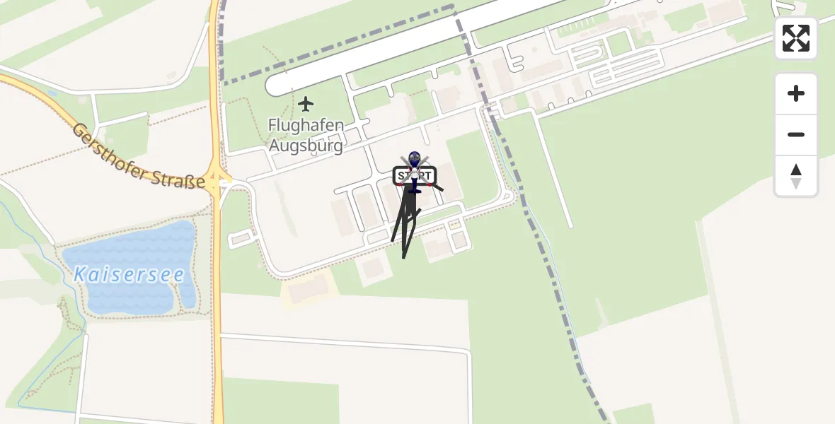 Flugroute Polizeihubschrauber Augsburg Flughafen - Augsburg Flughafen, 23 Juni 2026, 11:43