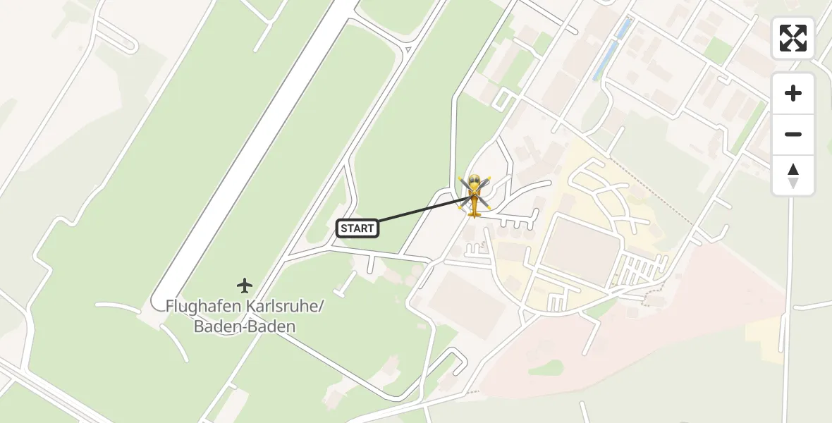 Flugroute Rettungshubschrauber Karlsruhe Baden-Baden Flughafen - Karlsruhe Baden-Baden Flughafen, 23 Juni 2026, 11:45