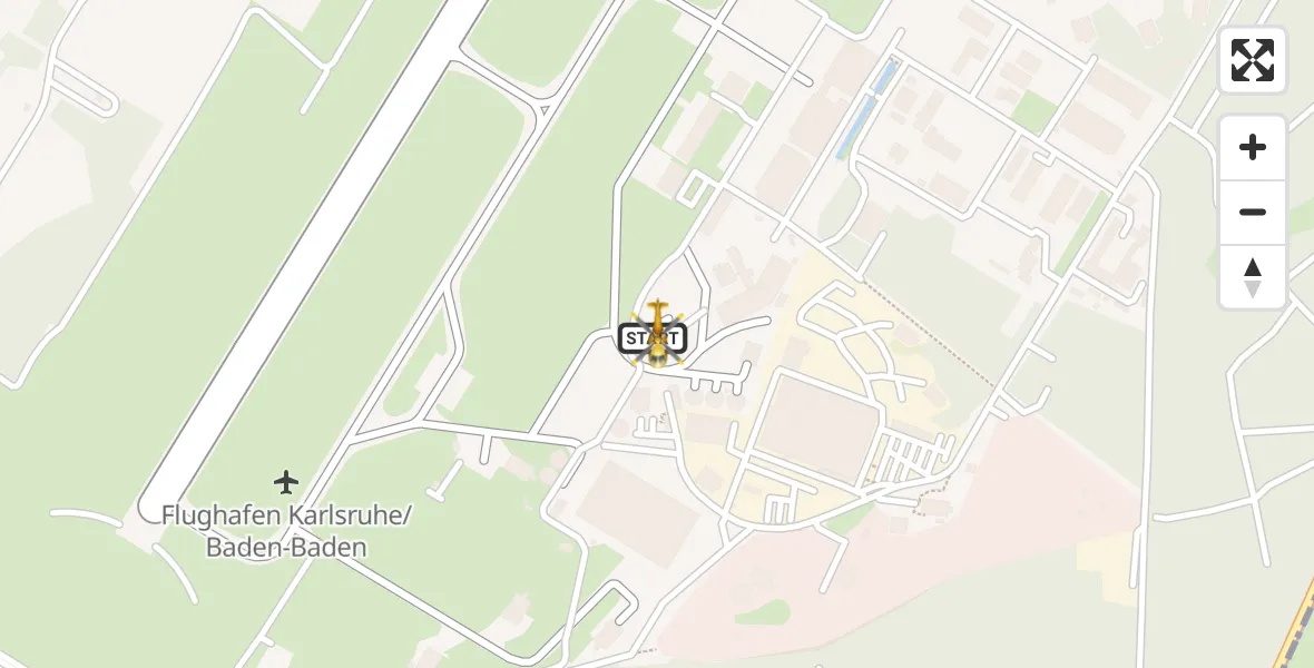 Flugroute Rettungshubschrauber Karlsruhe Baden-Baden Flughafen - Karlsruhe Baden-Baden Flughafen, 23 Juni 2026, 11:48