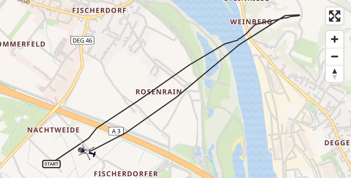 Flugroute Polizeihubschrauber Deggendorf - Deggendorf, 23 Juni 2026, 11:55