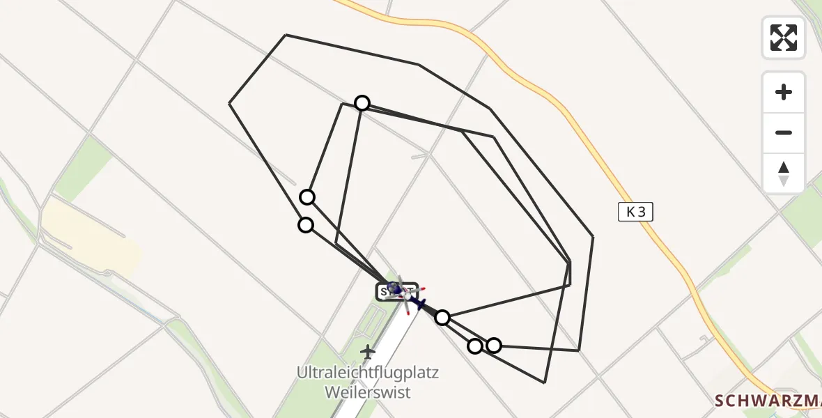Flugroute Polizeihubschrauber Weilerswist UL - Weilerswist UL, 23 Juni 2026, 12:10