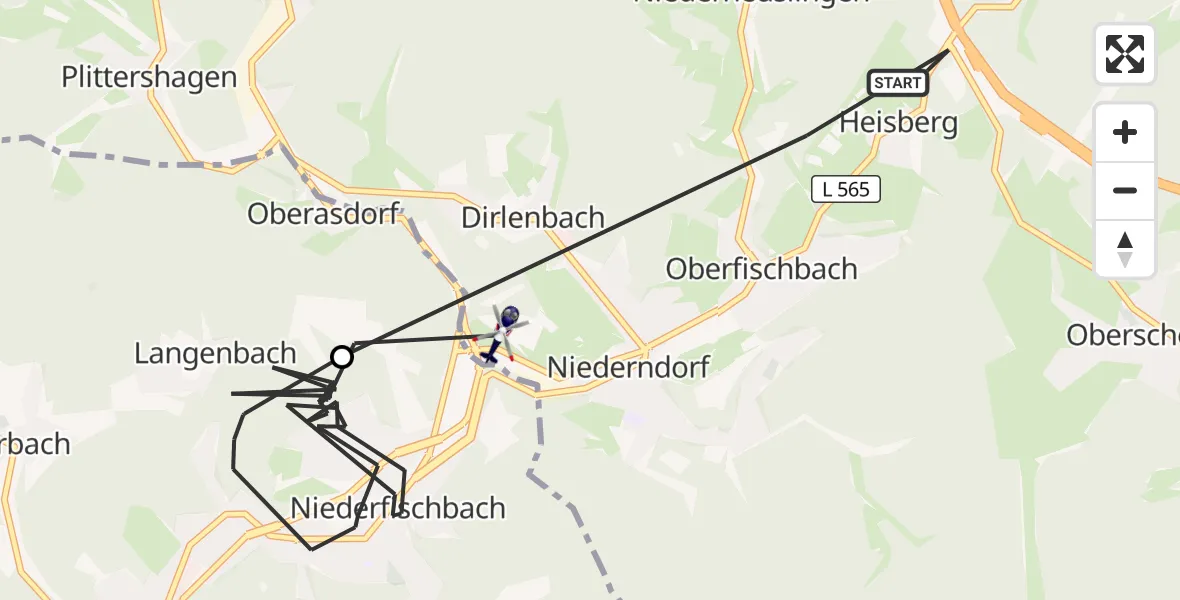 Flugroute Polizeihubschrauber Freudenberg - Freudenberg, 23 Juni 2026, 12:13