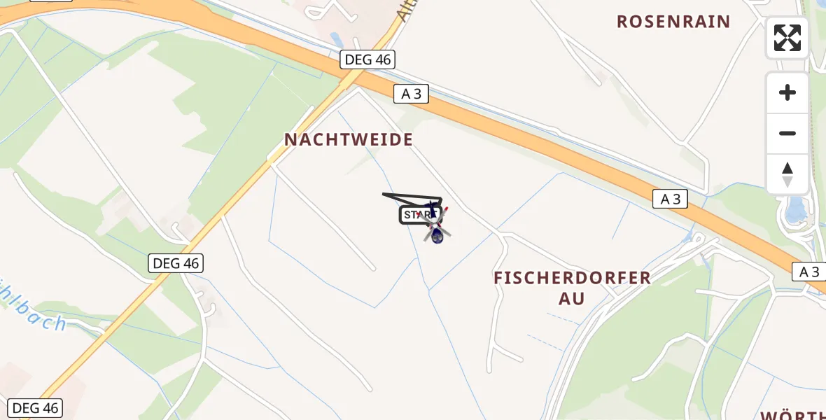 Flugroute Polizeihubschrauber Deggendorf - Deggendorf, 23 Juni 2026, 12:13