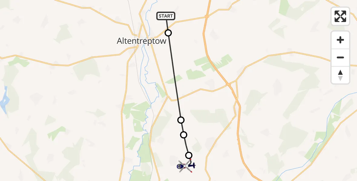 Flugroute Polizeihubschrauber Grapzow - Neubrandenburg Trollenhagen Flughafen, 23 Juni 2026, 12:18