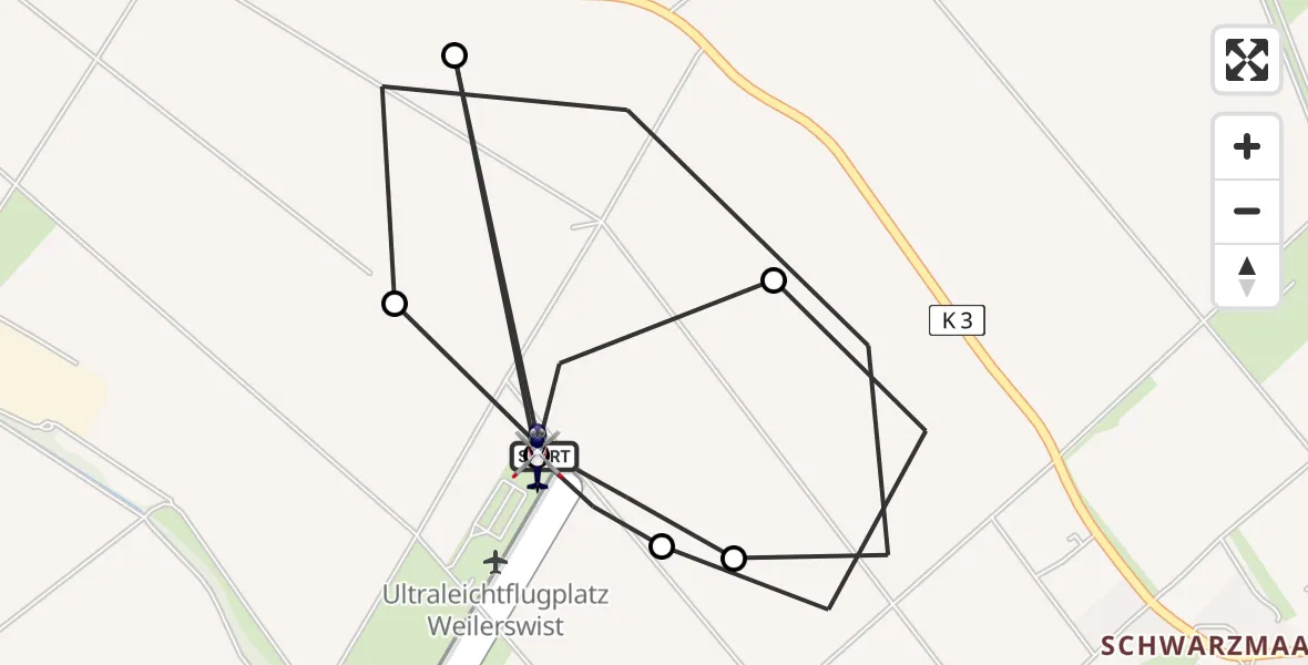 Flugroute Polizeihubschrauber Weilerswist UL - Weilerswist UL, 23 Juni 2026, 12:20
