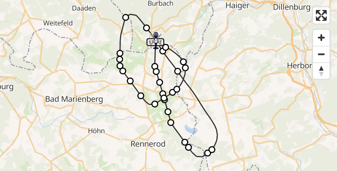 Flugroute Polizeihubschrauber Siegerland Flughafen - Siegerland Flughafen, 23 Juni 2026, 12:27