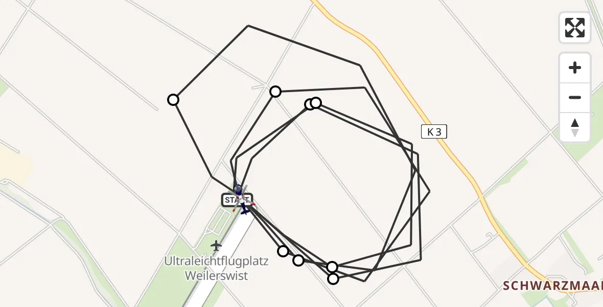 Flugroute Polizeihubschrauber Weilerswist UL - Weilerswist UL, 23 Juni 2026, 12:31