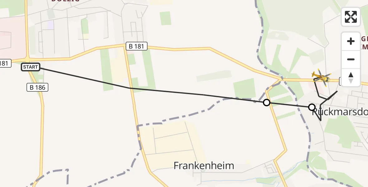 Flugroute Rettungshubschrauber Schkeuditz - Leipzig, 23 Juni 2026, 12:58