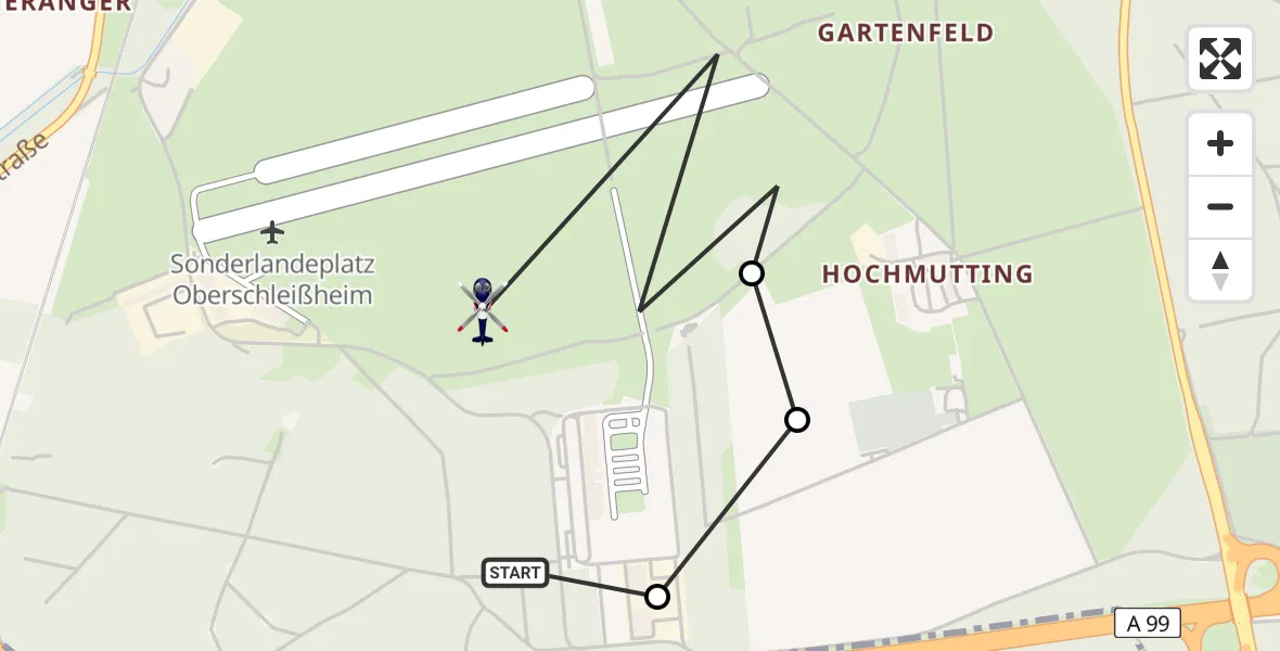 Flugroute Polizeihubschrauber Oberschleißheim - Oberschleissheim Hubschrauberlandeplatz, 23 Juni 2026, 13:05