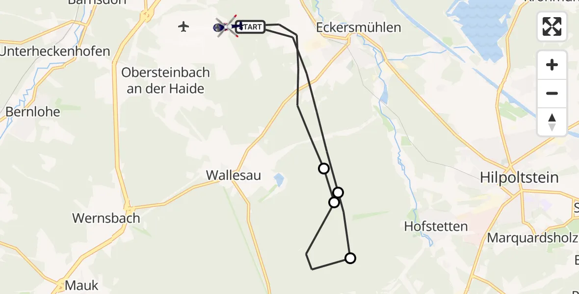 Flugroute Polizeihubschrauber Roth - Roth, 23 Juni 2026, 13:19
