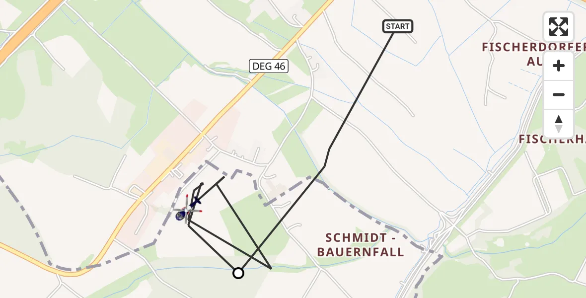Flugroute Polizeihubschrauber Deggendorf - Plattling, 23 Juni 2026, 13:23