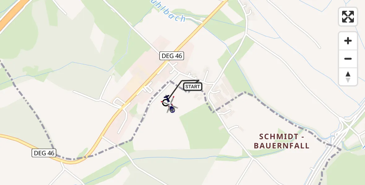 Flugroute Polizeihubschrauber Deggendorf - Plattling, 23 Juni 2026, 13:30
