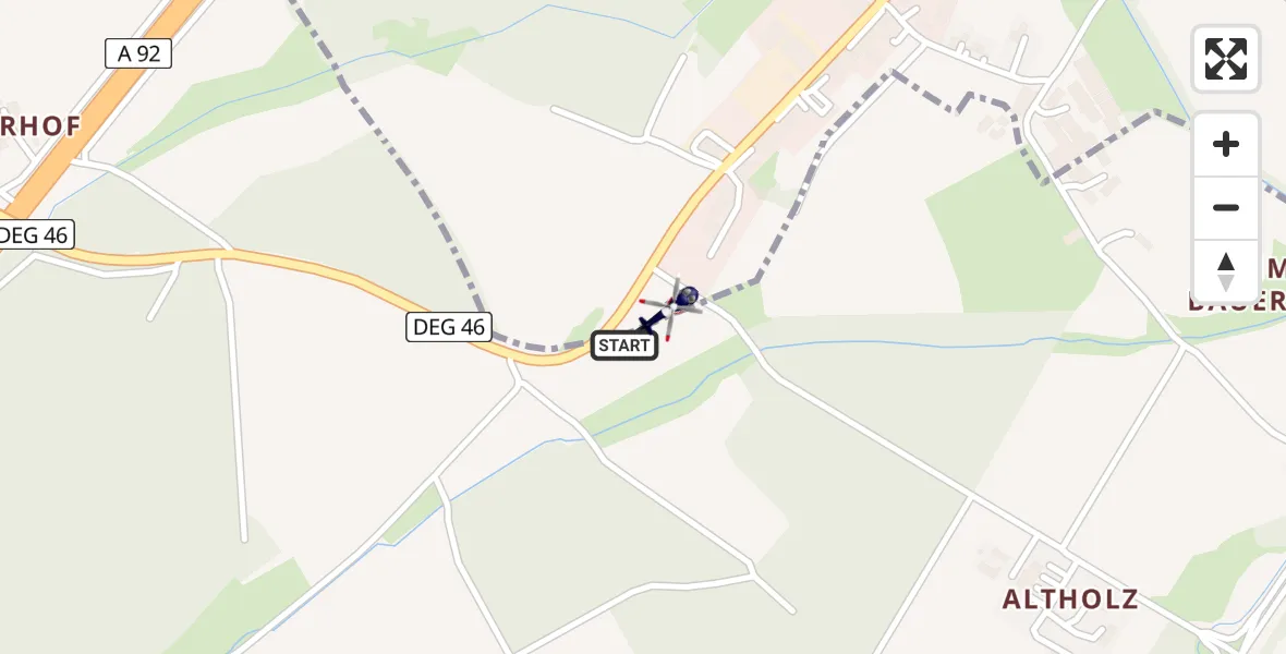 Flugroute Polizeihubschrauber Plattling - Plattling, 23 Juni 2026, 13:38