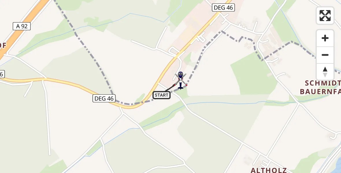Flugroute Polizeihubschrauber Plattling - Plattling, 23 Juni 2026, 13:41