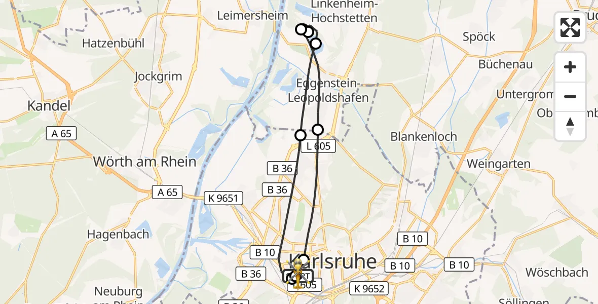 Flugroute Ambulanzhubschrauber Sankt Vincentius Hospital - Sankt Vincentius Hospital, 23 Juni 2026, 13:48