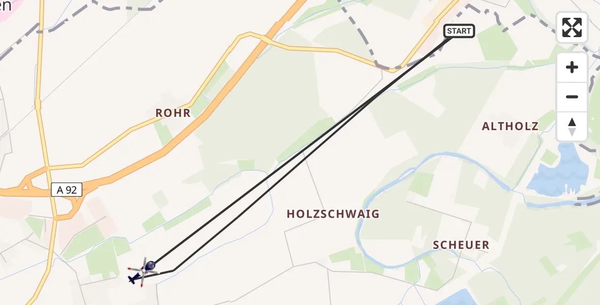 Flugroute Polizeihubschrauber Plattling - Plattling, 23 Juni 2026, 13:49