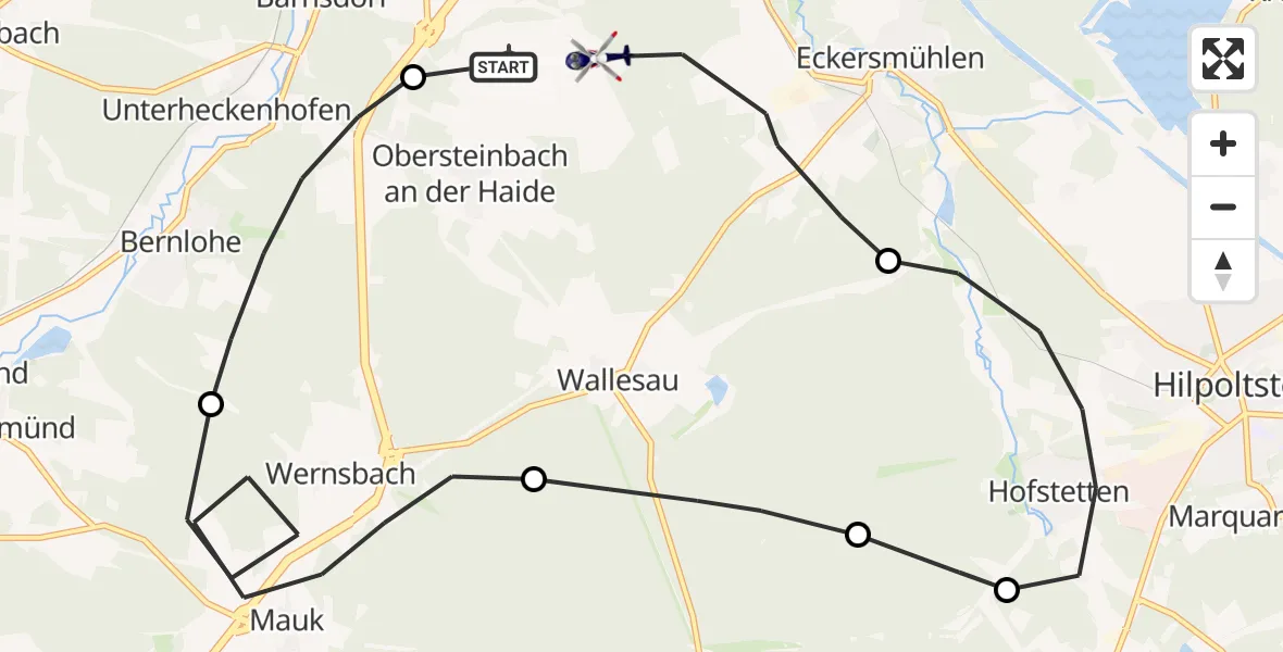 Flugroute Polizeihubschrauber Flugplatz Roth - Flugplatz Roth, 23 Juni 2026, 13:56