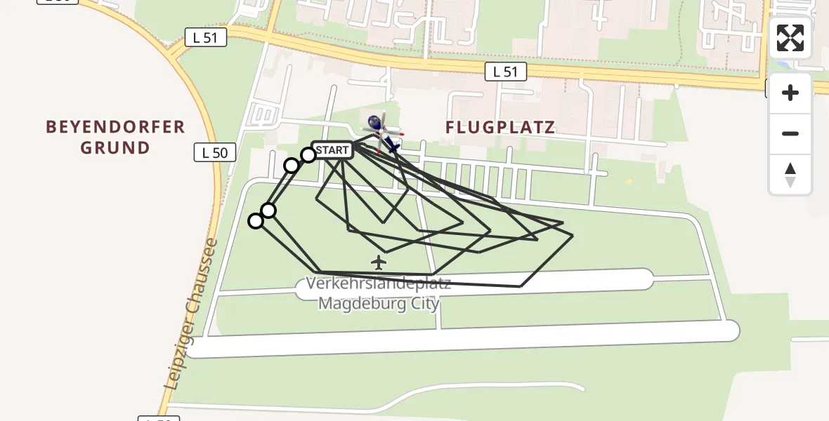 Flugroute Polizeihubschrauber Magdeburg City Flugplatz - Magdeburg City Flugplatz, 23 Juni 2026, 14:17