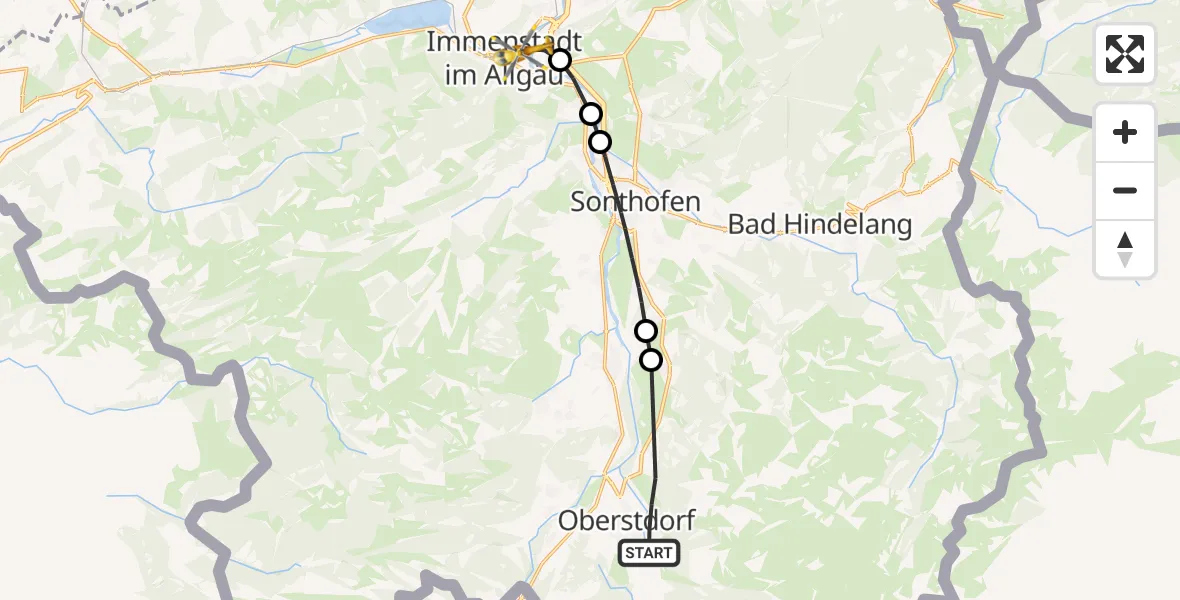 Flugroute Rettungshubschrauber Oberstdorf - Immenstadt i.Allgäu, 23 Juni 2026, 14:32