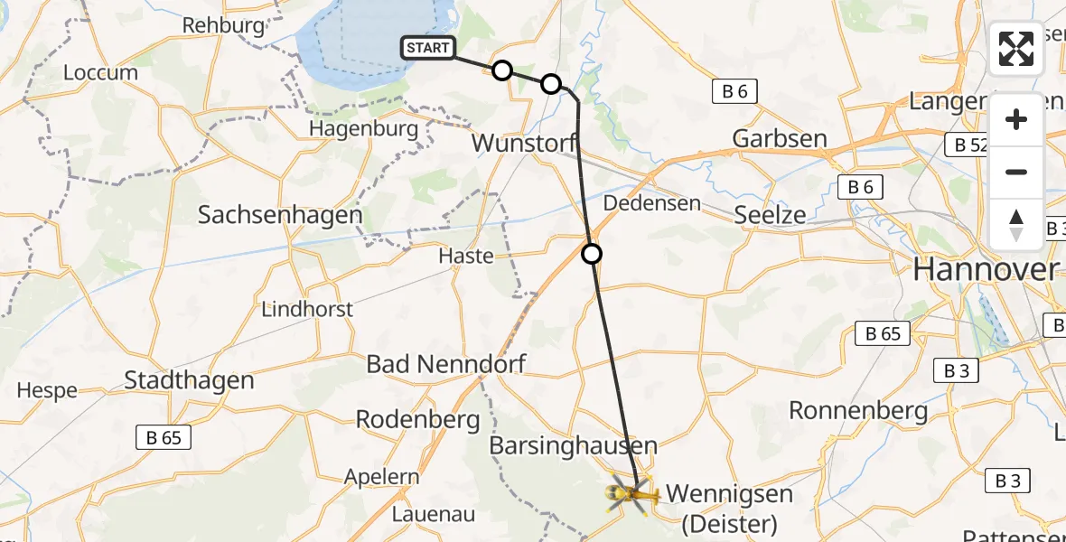 Flugroute Rettungshubschrauber Wunstorf - Barsinghausen, 23 Juni 2026, 14:43