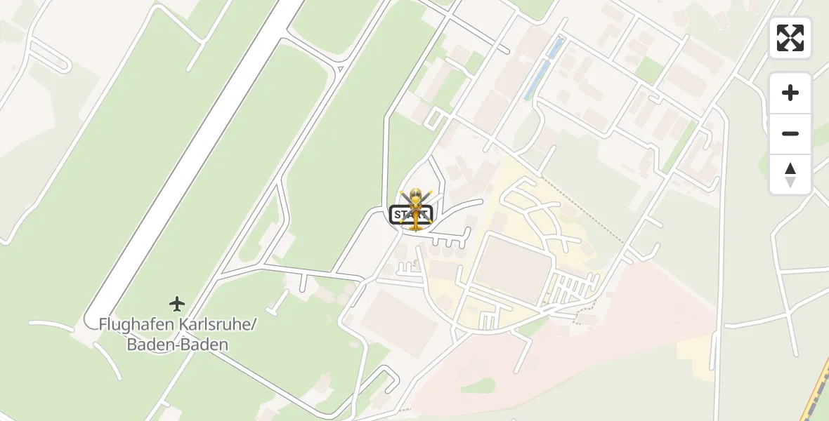 Flugroute Rettungshubschrauber Karlsruhe Baden-Baden Flughafen - Karlsruhe Baden-Baden Flughafen, 23 Juni 2026, 14:48
