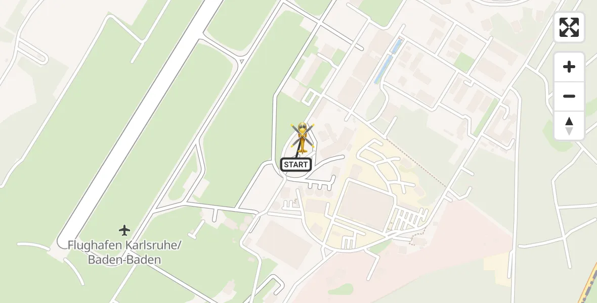Flugroute Rettungshubschrauber Karlsruhe Baden-Baden Flughafen - Karlsruhe Baden-Baden Flughafen, 23 Juni 2026, 14:55