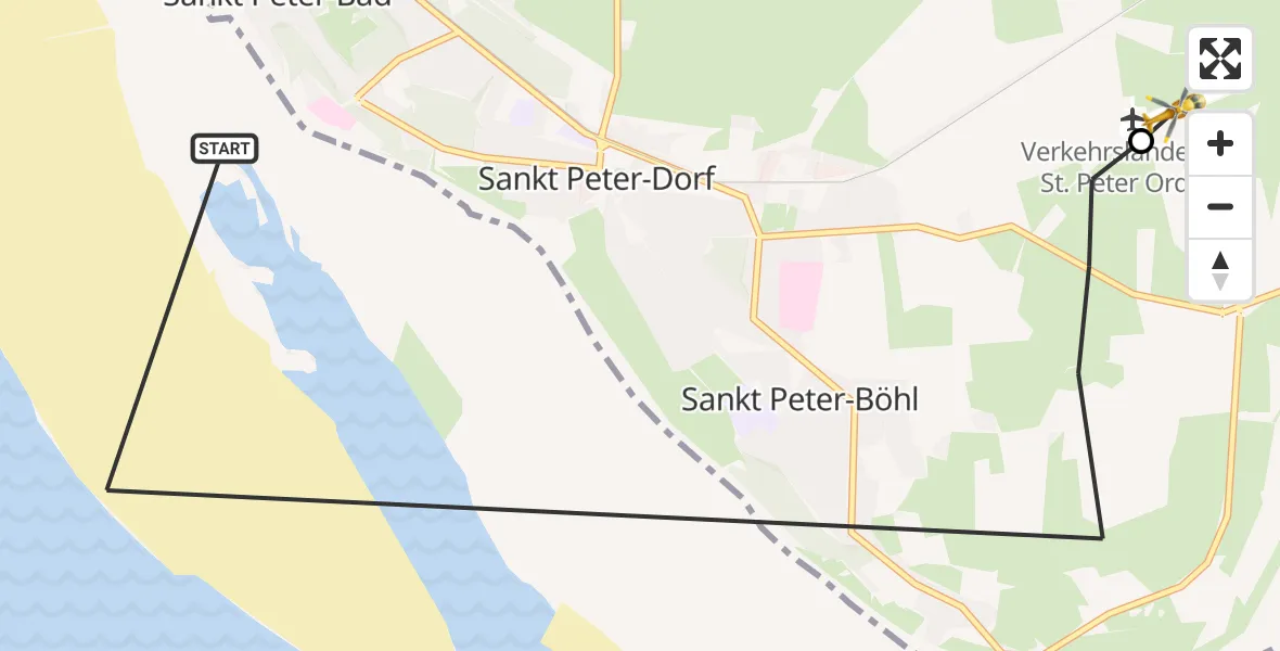 Flugroute Ambulanzhubschrauber Sankt Peter-Ording - Sankt Peter-Ording Flughafen, 23 Juni 2026, 15:04