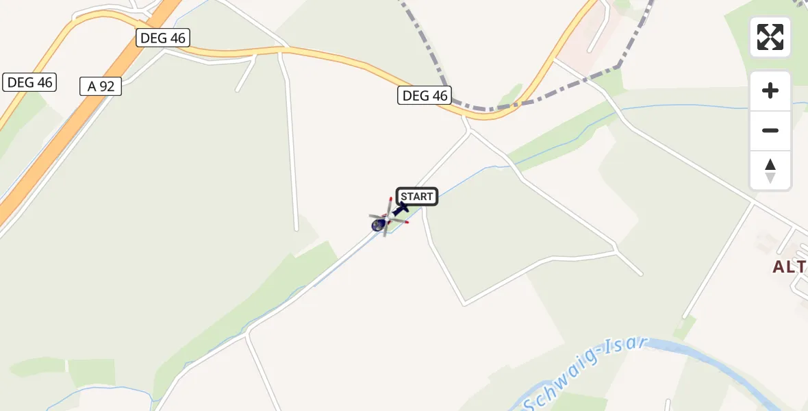 Flugroute Polizeihubschrauber Plattling - Plattling, 23 Juni 2026, 15:09