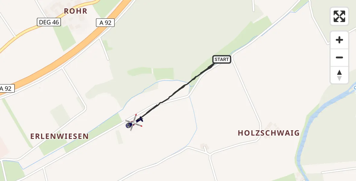 Flugroute Polizeihubschrauber Plattling - Plattling, 23 Juni 2026, 15:23