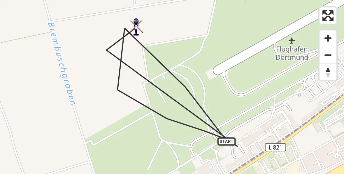 Flugroute Polizeihubschrauber Dortmund Flughafen - Dortmund Flughafen, 23 Juni 2026, 15:40