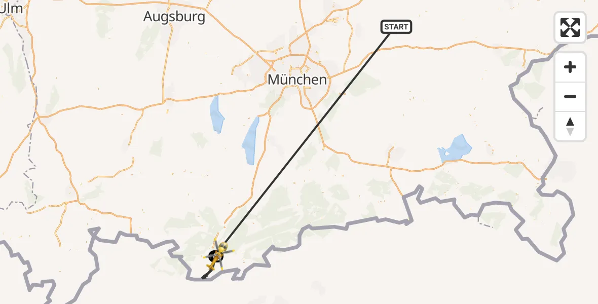 Flugroute Rettungshubschrauber Taufkirchen (Vils) - Garmisch-Partenkirchen, 23 Juni 2026, 15:53