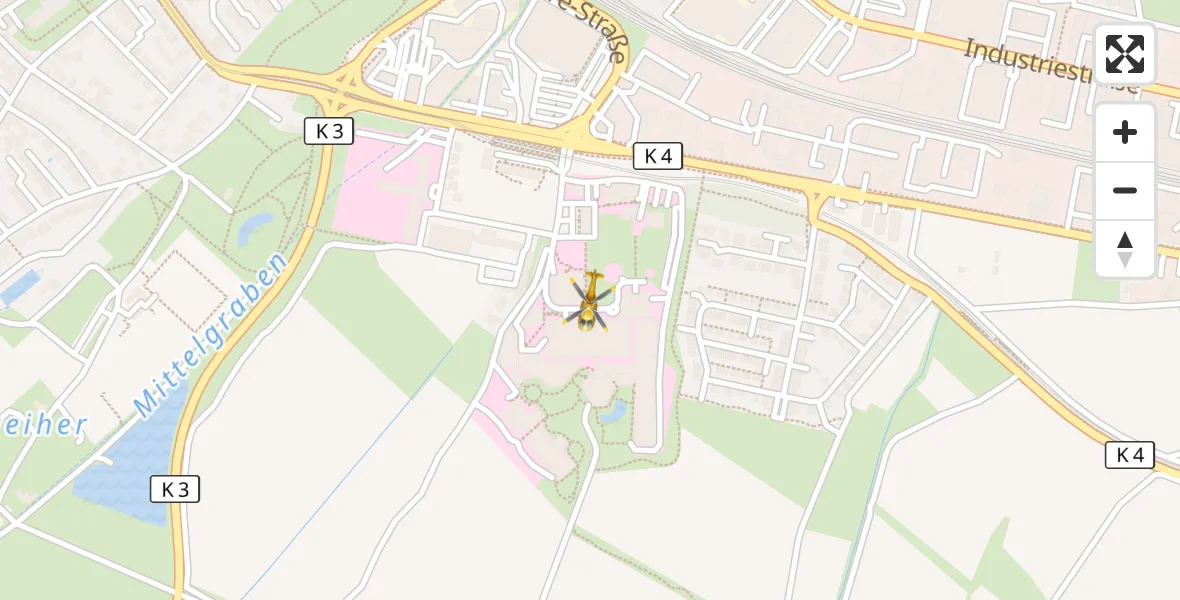 Flugroute Rettungshubschrauber Ludwigshafen Accident Hospital - Ludwigshafen Accident Hospital, 23 Juni 2026, 17:27
