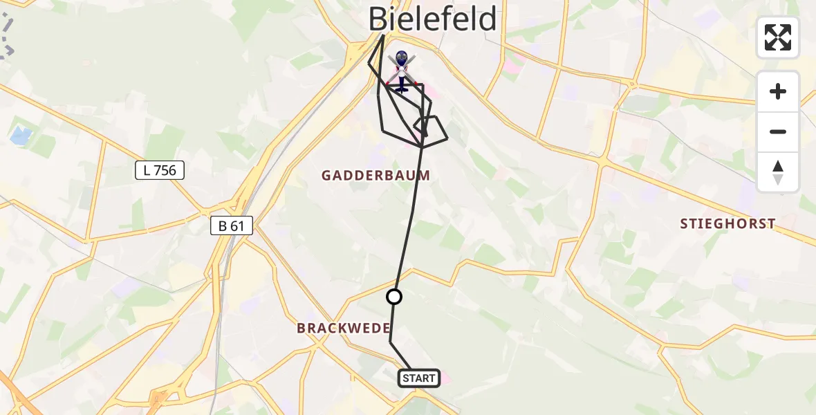 Flugroute Polizeihubschrauber Luftrettungszentrum Bielefeld - Bielefeld, 23 Juni 2026, 17:43