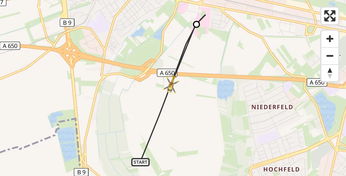 Flugroute Rettungshubschrauber Ludwigshafen am Rhein - Ludwigshafen am Rhein, 23 Juni 2026, 18:32