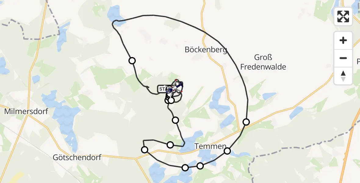 Flugroute Polizeihubschrauber Milmersdorf - Gerswalde, 23 Juni 2026, 21:20