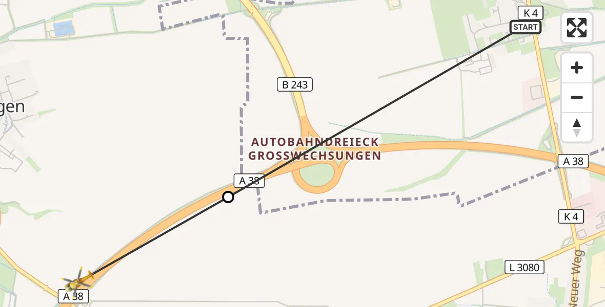 Flugroute Rettungshubschrauber Nordhausen - Werther, 24 Juni 2026, 05:20