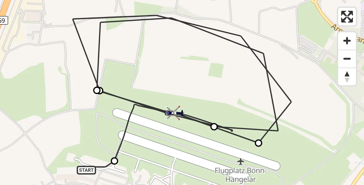 Flugroute Polizeihubschrauber Sankt Augustin - Bonn-Hangelar Flugplatz, 24 Juni 2026, 05:50