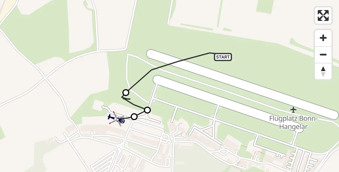 Flugroute Polizeihubschrauber Bonn-Hangelar Flugplatz - Sankt Augustin, 24 Juni 2026, 06:10