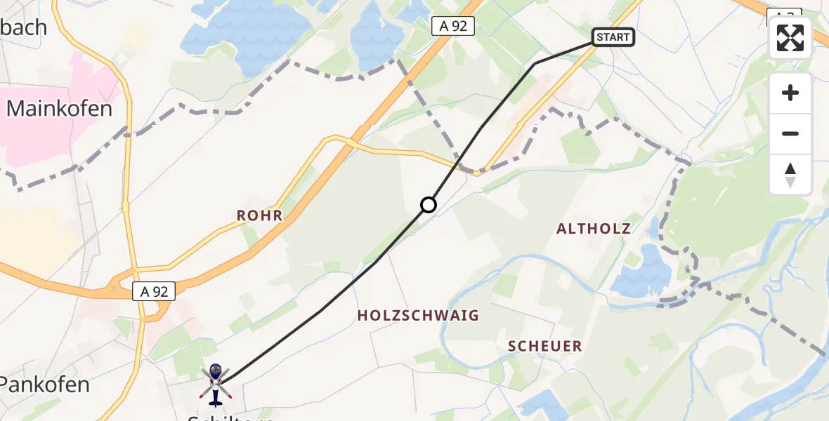 Flugroute Polizeihubschrauber Deggendorf - Plattling, 24 Juni 2026, 06:16