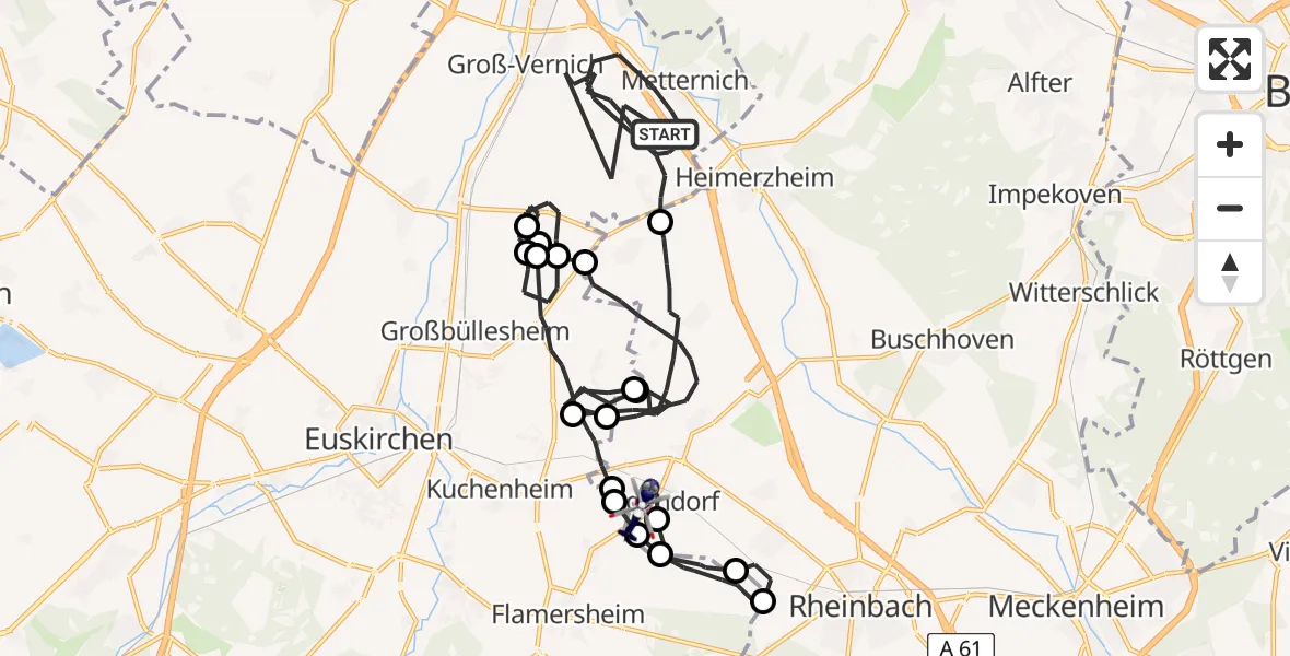 Flugroute Polizeihubschrauber Weilerswist - Swisttal, 24 Juni 2026, 06:47